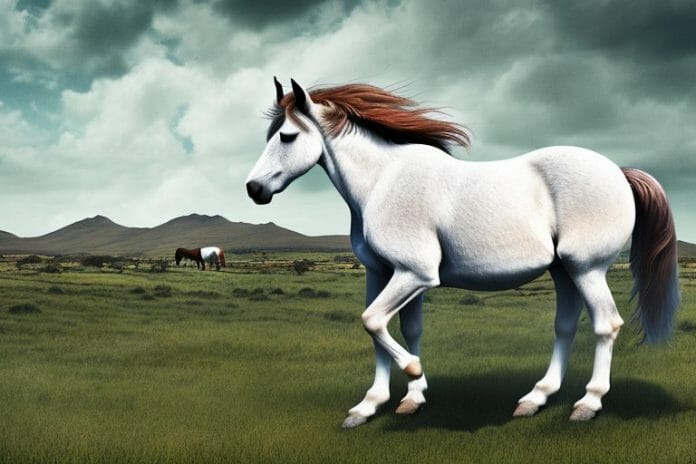 A connemara pony horse in a rural landscape in mafikeng