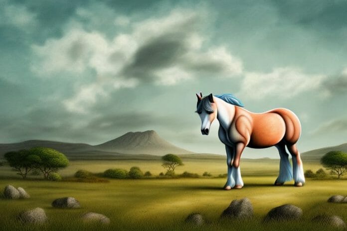 A connemara pony horse in a rural landscape in mabopane