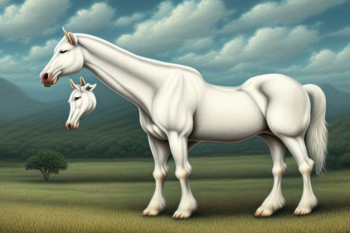 An american cream draft horse in a rural kwa zulu natal landscape