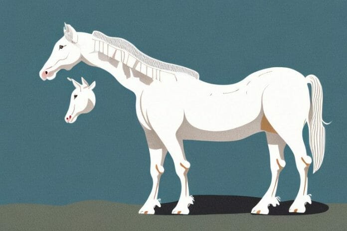 An american cream draft horse in a rural setting in newcastle