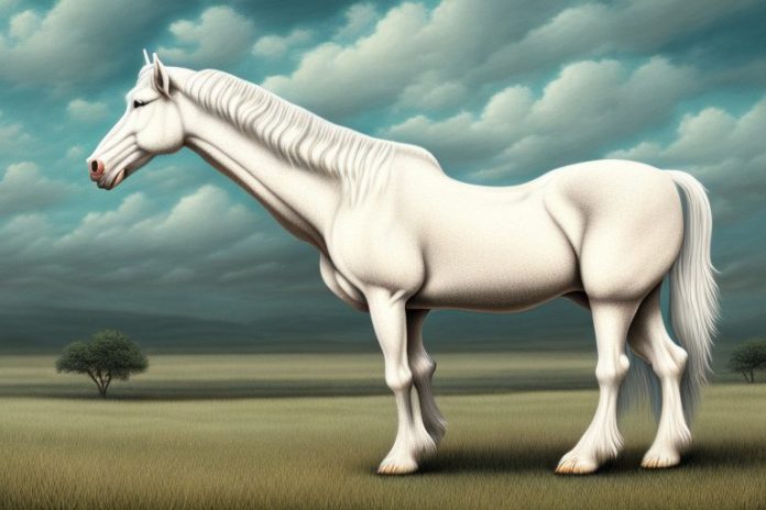 A majestic american cream draft horse in a rural south african landscape