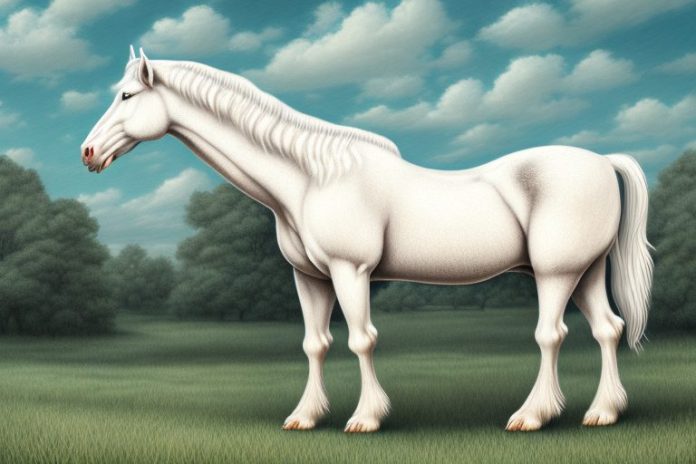 A majestic american cream draft horse in a rural south african setting