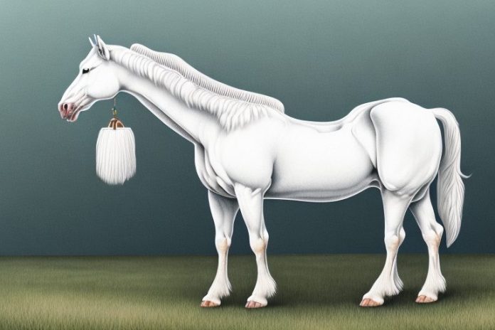 An american cream draft horse in a rural setting in empangeni