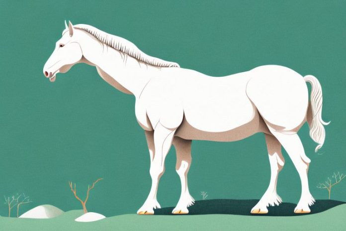 A beautiful american cream draft horse in a lush south african landscape