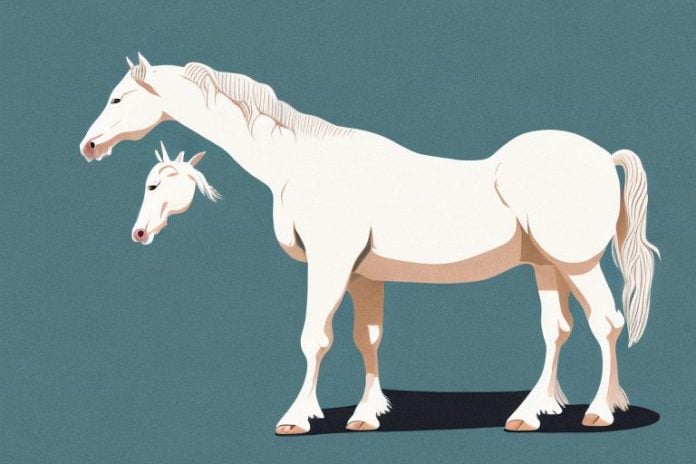 A beautiful american cream draft horse in a rural setting in east london