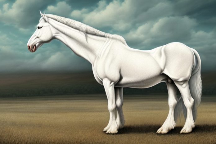 An american cream draft horse standing in a rural south african landscape