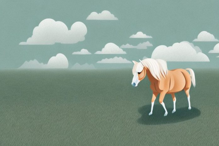 A haflinger horse in a natural landscape in the free state