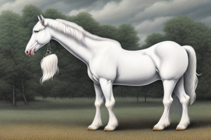 An american cream draft horse in a rural setting in graaff-reinet