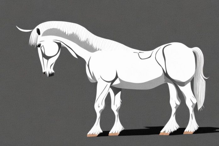 An american cream draft horse in a rural setting in king william's town
