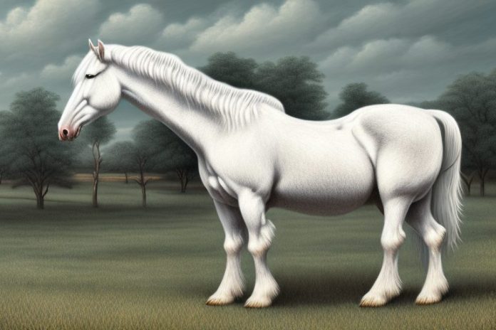 An american cream draft horse in a rural setting in south africa