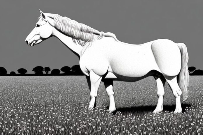 An american cream draft horse standing in a field in port alfred