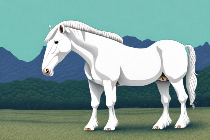 An american cream draft horse in a south african landscape