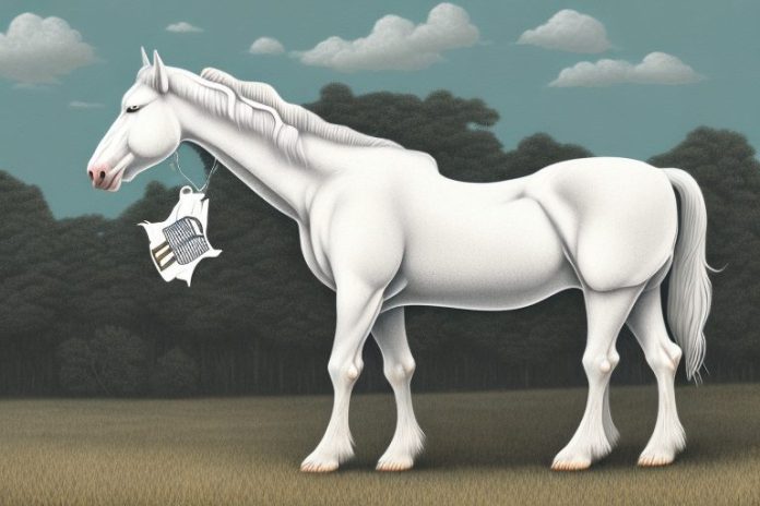 An american cream draft horse in a rural south african setting