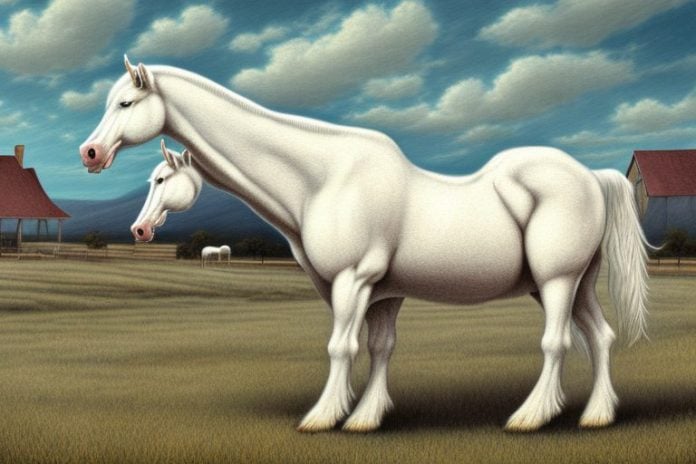 An american cream draft horse in a rural setting in harrismith