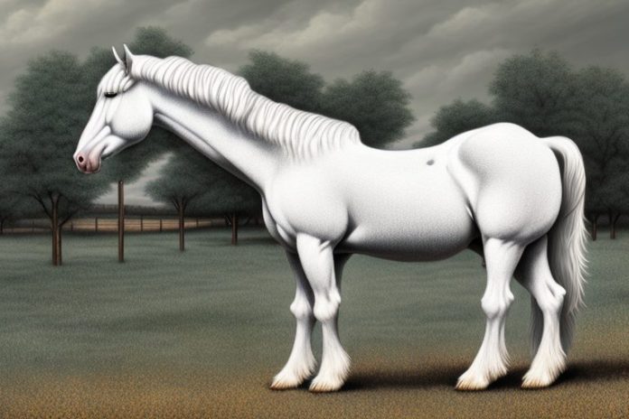 An american cream draft horse in a rural setting in bethlehem