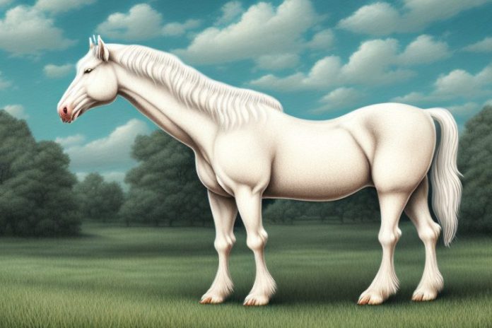 A majestic american cream draft horse in a rural south african setting