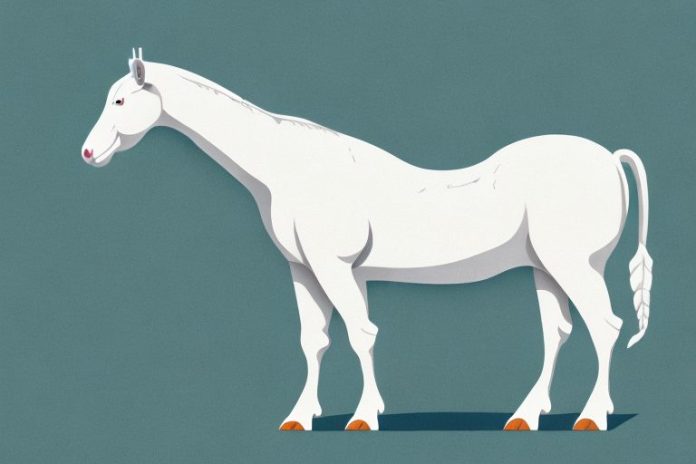 A white american cream draft horse in a rural setting