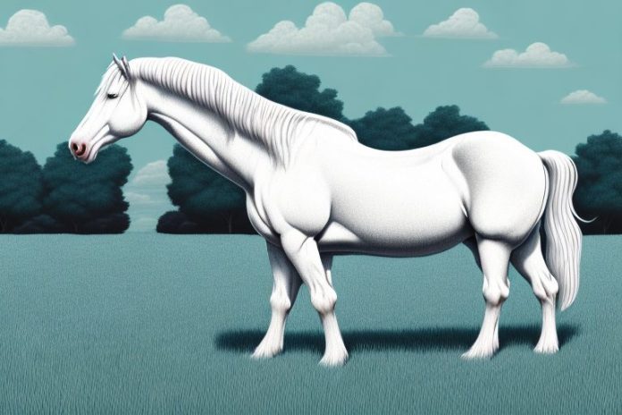 A majestic american cream draft horse in a field in germiston