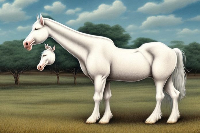 An american cream draft horse in a rural setting in mokopane