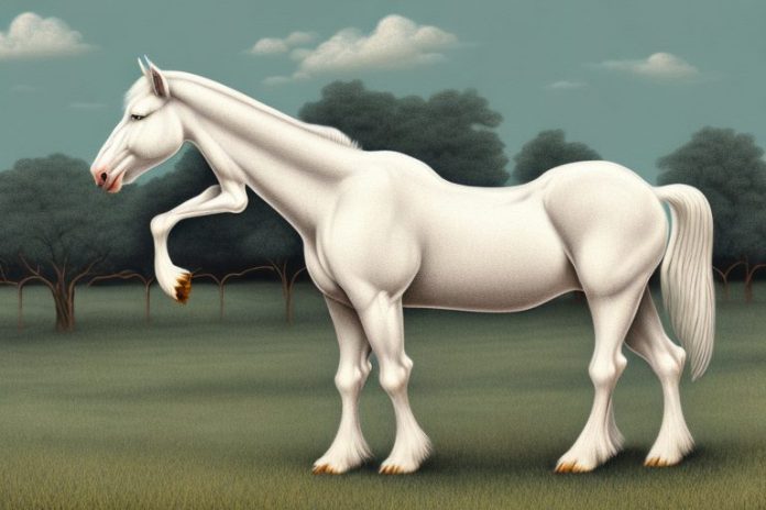 An american cream draft horse in a rural setting in south africa