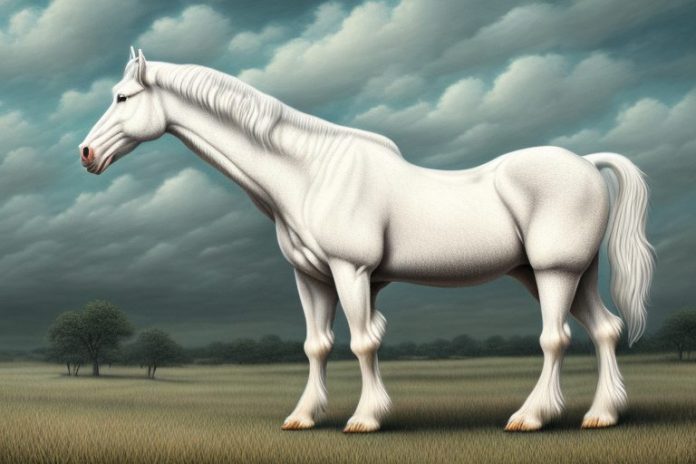 A majestic american cream draft horse in a rural south african landscape