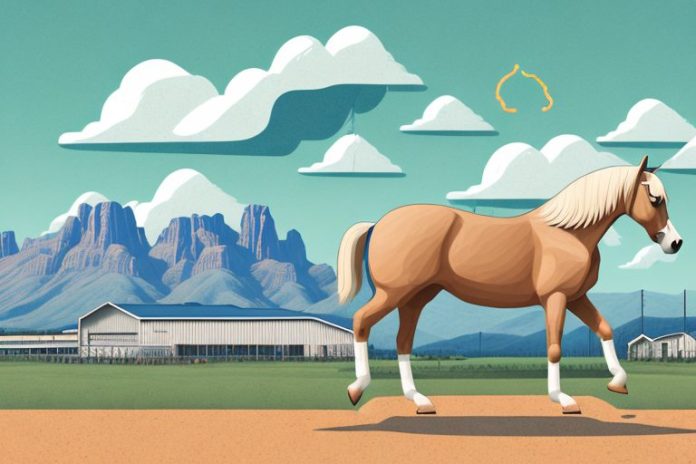A haflinger horse in a riding arena