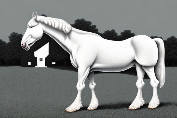 An american cream draft horse in a rural setting in delmas