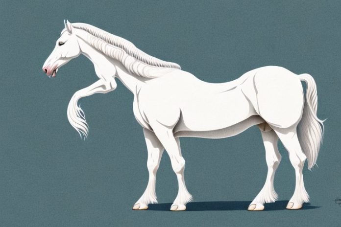 A majestic american cream draft horse in a rural setting in standerton