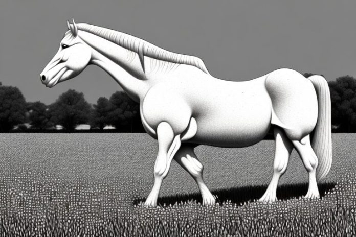An american cream draft horse in a field in lydenburg
