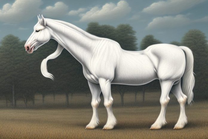 An american cream draft horse in a rural setting in kimberley