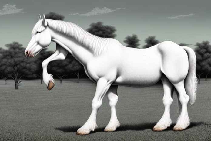 An american cream draft horse in a rural setting in upington