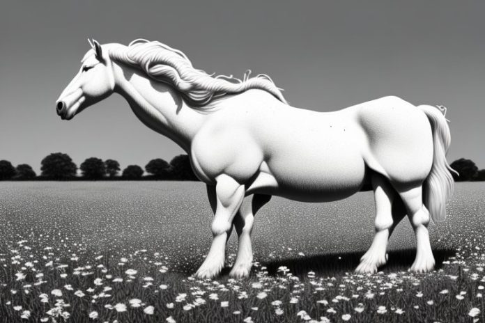 A majestic american cream draft horse standing in a field in mafikeng