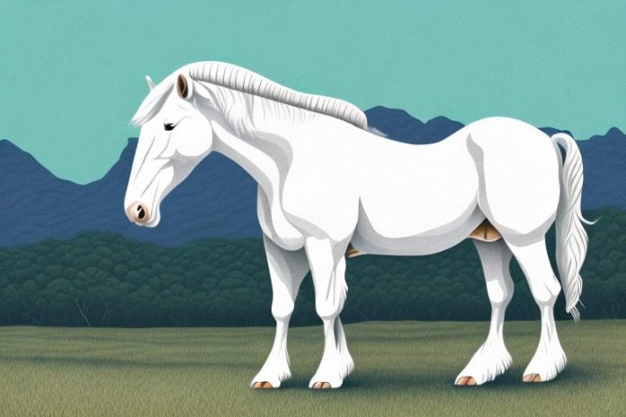 An american cream draft horse in a south african landscape