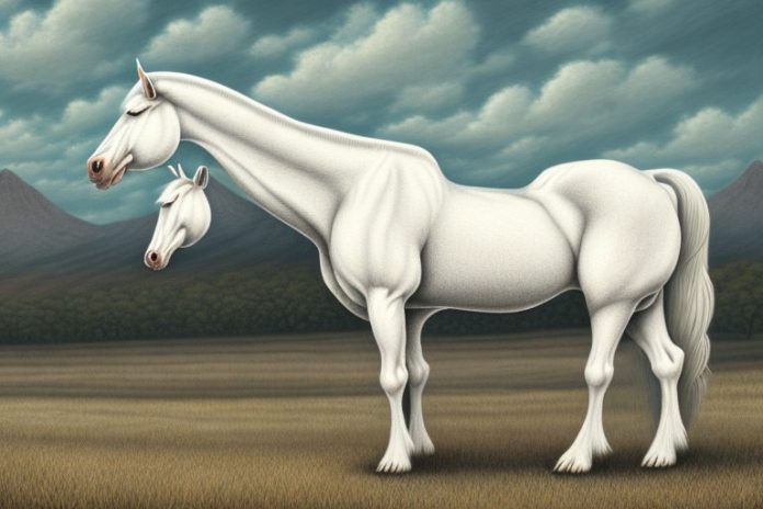 An american cream draft horse in a rural south african landscape