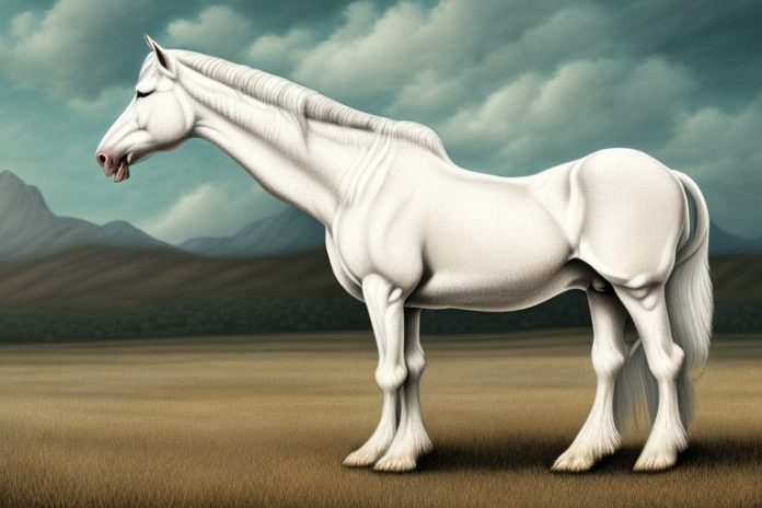 An american cream draft horse standing in a rural south african landscape