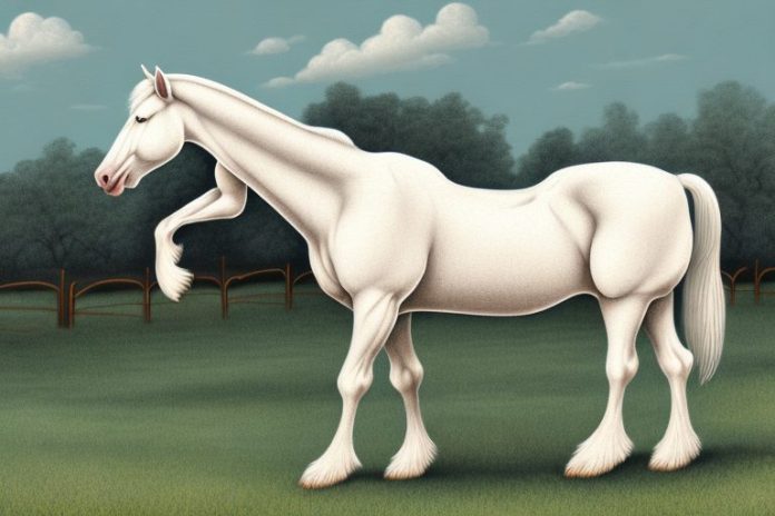 An american cream draft horse in a rural setting in stellenbosch