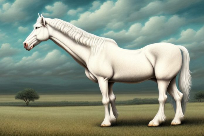 A majestic american cream draft horse in a rural south african landscape