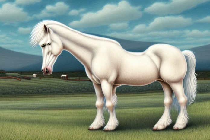 An american cream draft horse in a rural setting in mossel bay