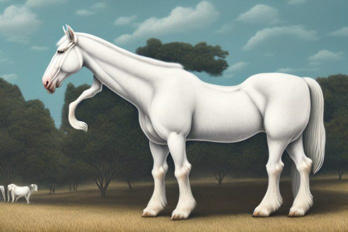An american cream draft horse in a rural setting in simon's town