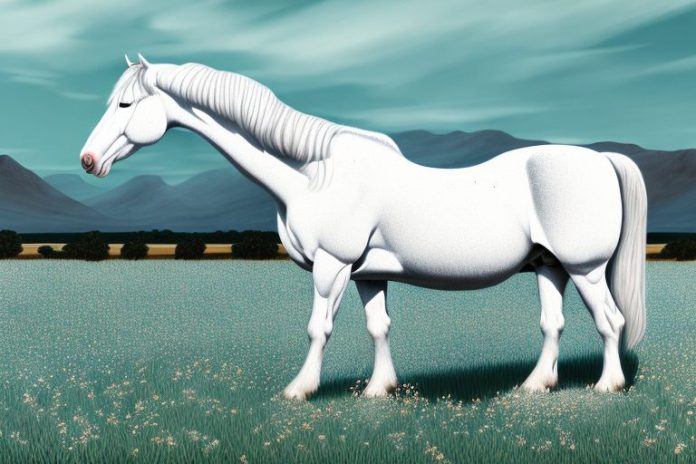 An american cream draft horse in a field in hermanus