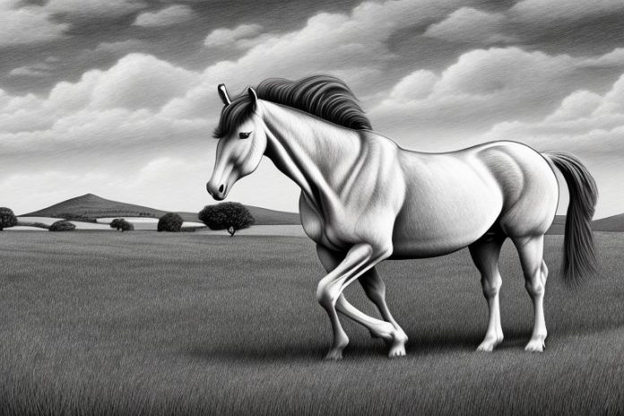An irish draught horse in a rural south african landscape