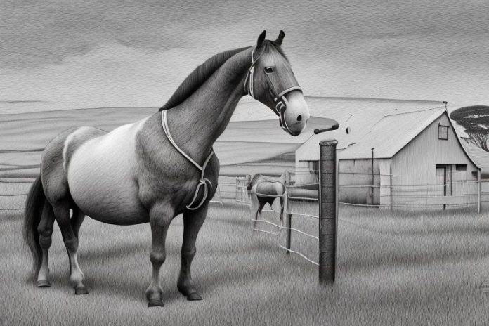 An irish draught horse in a rural setting in jeffreys bay
