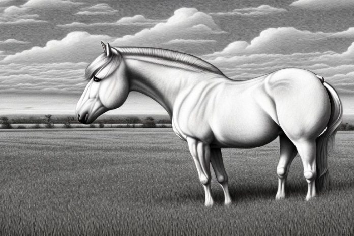 An irish draught horse in a field in free state