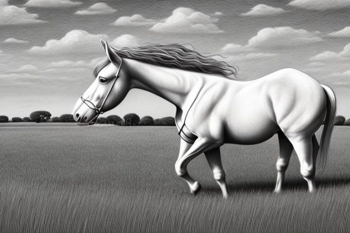 An irish draught horse in a field in johannesburg