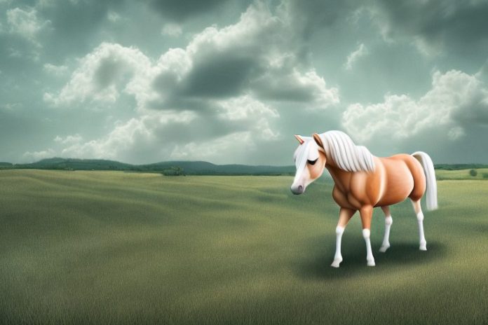 A haflinger horse in a rural landscape