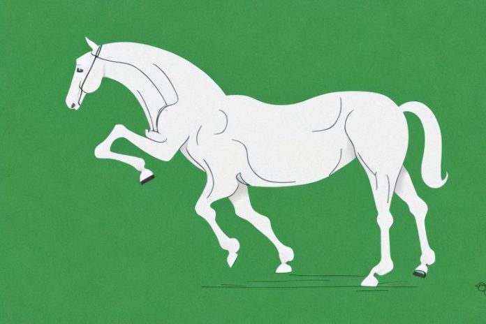 An irish draught horse in a lush