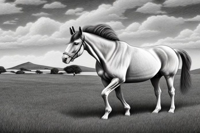 An irish draught horse in a rural south african landscape