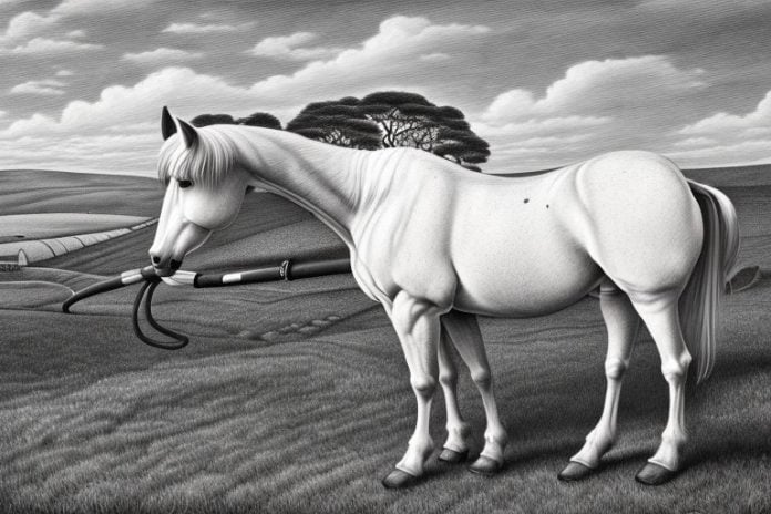 An irish draught horse in a rural setting in lydenburg