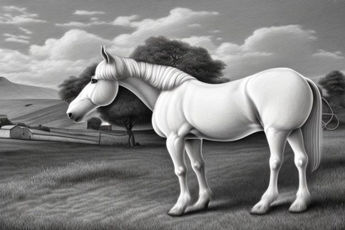 An irish draught horse in a rural setting in warrenton