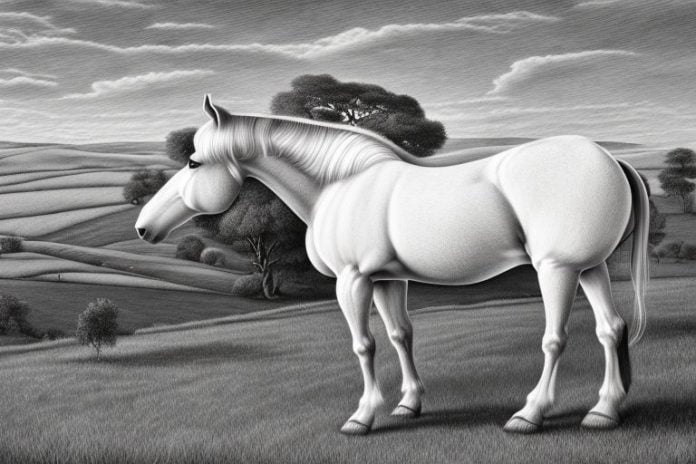 An irish draught horse in a rural setting in colesberg